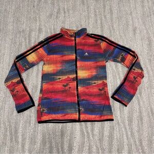 Adidas Vented Light Weight Colorful Full Zip Jacket Running Gym Women’s Sz S
